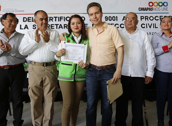 Chiapas se pone a la vanguardia en protección civil, por 5º año logra certificación ISO 9001: Velasco