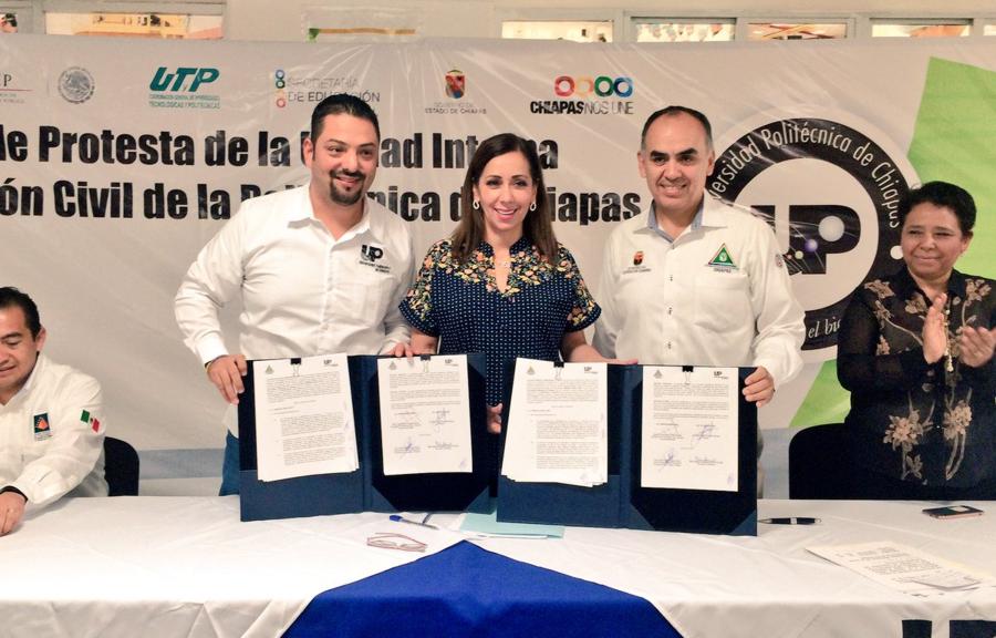 Firman convenio de colaboración Protección Civil y la Universidad Politécnica de Chiapas