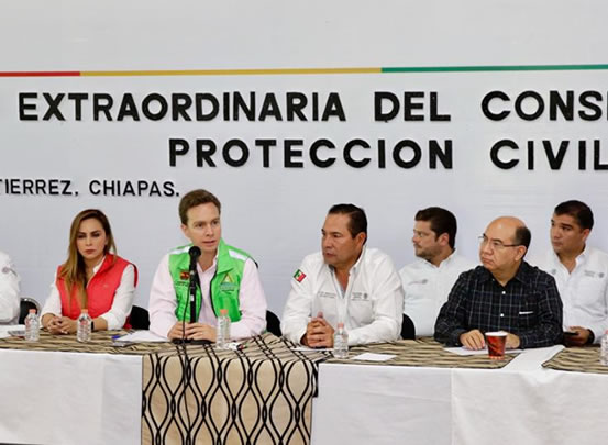 Velasco y Miranda encabezan sesión de evaluación tras sismo en Chiapas