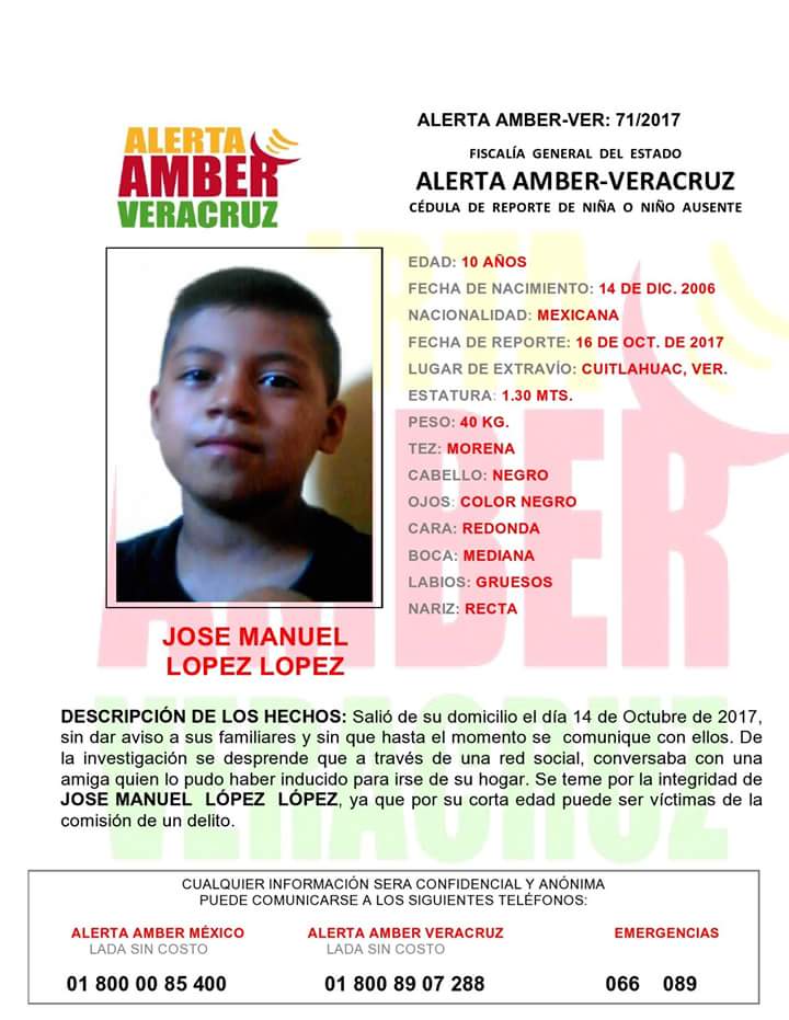 Pedimos ayuda para localizar a JOSE MANUEL LOPEZ LOPEZ de 10 años de edad #cuitlahuac #cordoba #orizaba