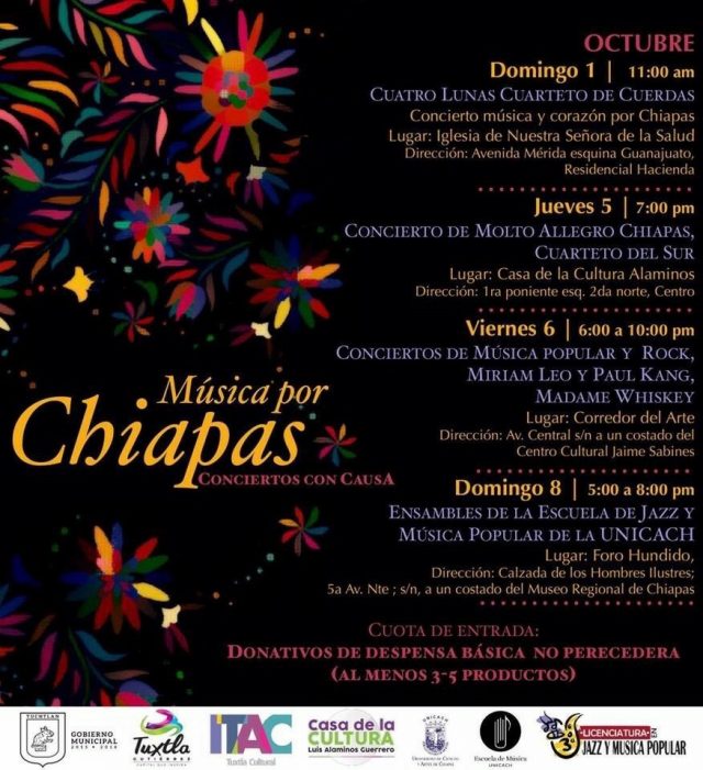 Invita Ayuntamiento a disfrutar de “Música por Chiapas: Conciertos con Causa”