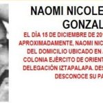 Activan la Alerta Amber para localizar a Naomi Nicole Ramírez