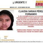 Alerta Amber Claudia Sarahi Pérez tiene 16 años