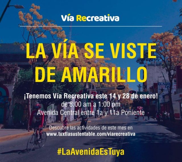 Invita Ayuntamiento de Tuxtla a la edición 50 de la Vía Recreativa