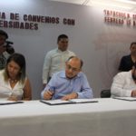 Para abatir el rezago educativo… Edil Óscar  Gurría signa convenio de colaboración con instituciones del nivel  superior