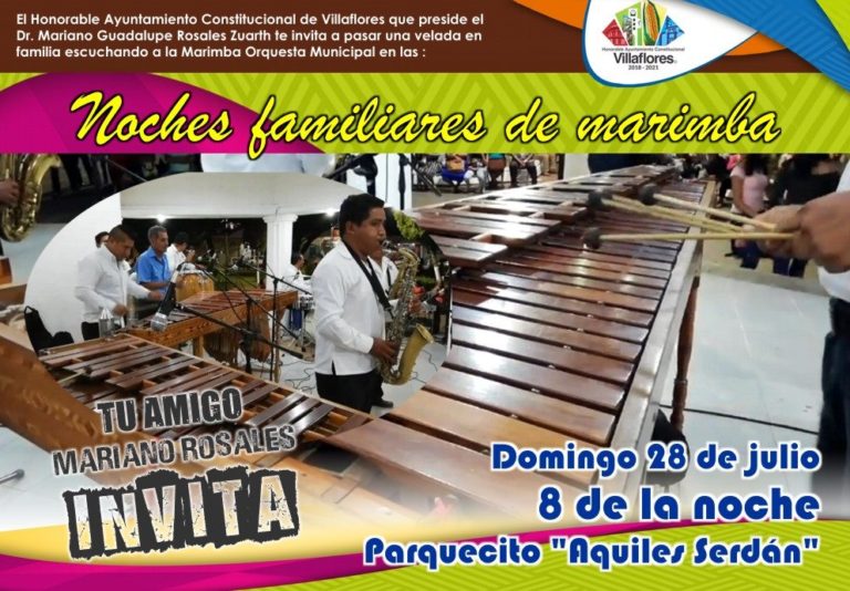 Noches familiares de Marimba, el Ayuntamiento de Villaflores ¡invita!