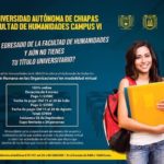 Oferta Facultad de Humanidades Campus VI de la UNACH Diplomado de Titulación