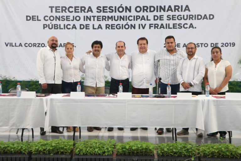 Mariano Rosales asiste a la 3a Reunión Ordinaria del Consejo Intermunicipal de Seguridad Pública celebrada en Villacorzo