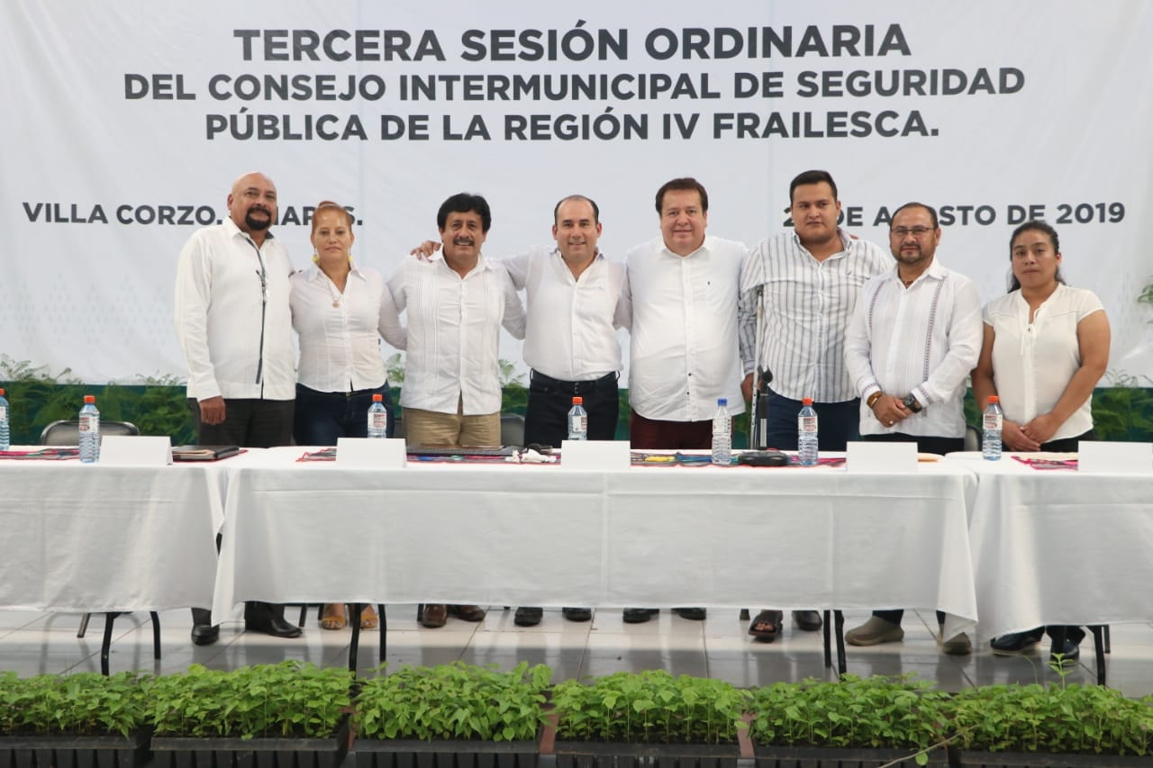 Mariano Rosales asiste a la 3a Reunión Ordinaria del Consejo Intermunicipal de Seguridad Pública celebrada en Villacorzo