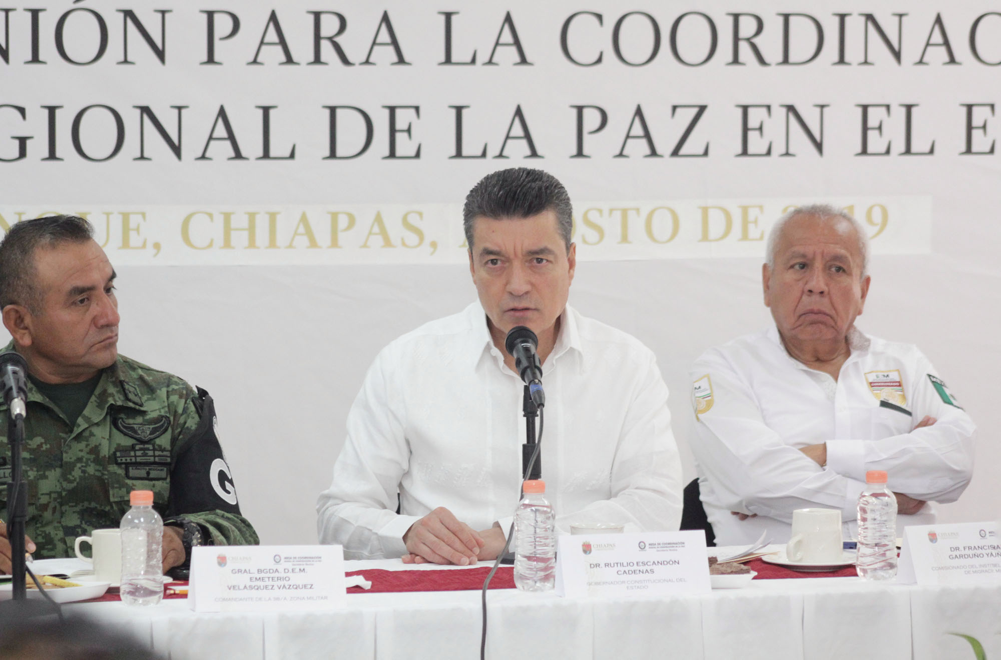 Encabeza Rutilio Escandón Mesa Regional y Estatal de Seguridad en Palenque