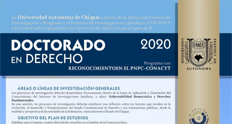 Oferta UNACH Doctorado en Derecho avalado por el CONACYT