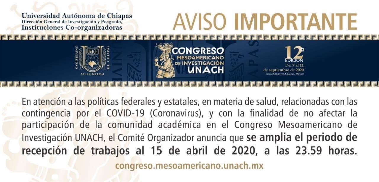 Amplían periodo de recepción de los trabajos que participarán en el Congreso Mesoamericano de Investigación
