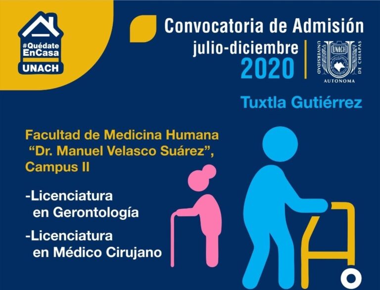 UNACH oferta la licenciatura en Gerontología en la convocatoria de admisión del ciclo escolar julio-diciembre 2020