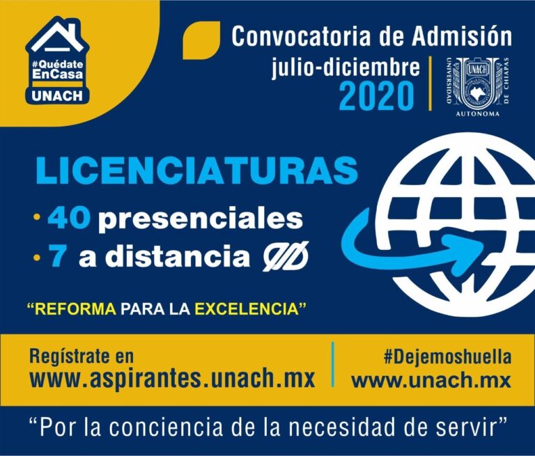 Abre UNACH periodo de entrega de fichas para el examen de admisión del ciclo escolar julio-diciembre 2020