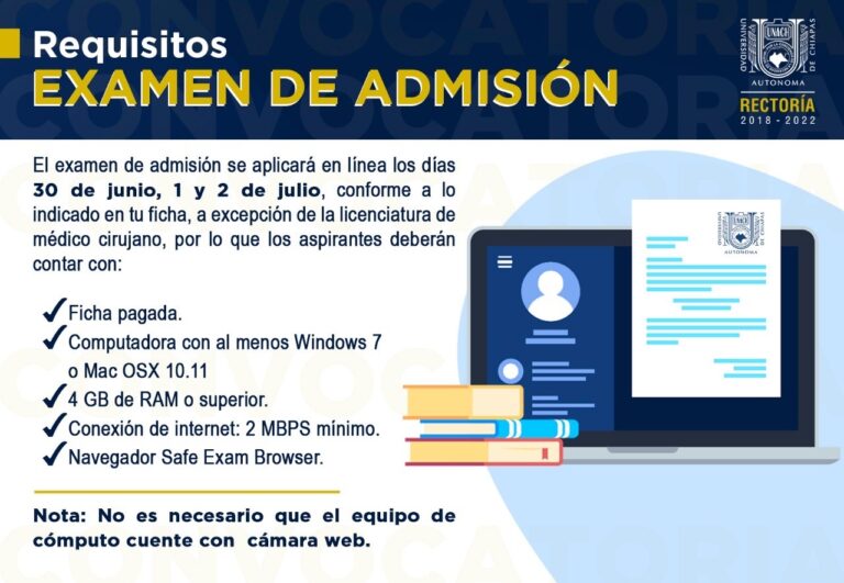 Reprograman examen de admisión de la UNACH para el ciclo escolar julio-diciembre 2020