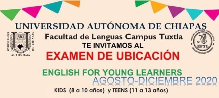 Lanza UNACH convocatoria de curso de inglés para niños y adolescentes de 8 a 13 años de edad