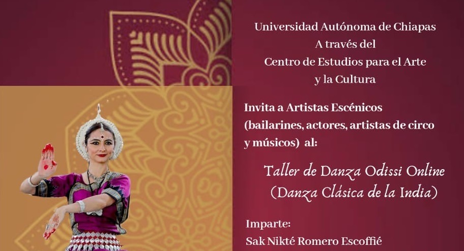Ofrece UNACH Taller de Danza Odissi en línea