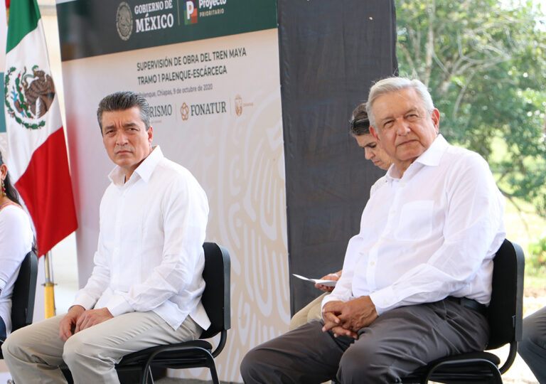 Acompaña Rutilio Escandón al presidente AMLO en la supervisión del Tren Maya, Tramo 1