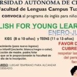 Lanza Facultad de Lenguas Tuxtla de la UNACH convocatoria para cursos de inglés para niños de 8 a 13 años