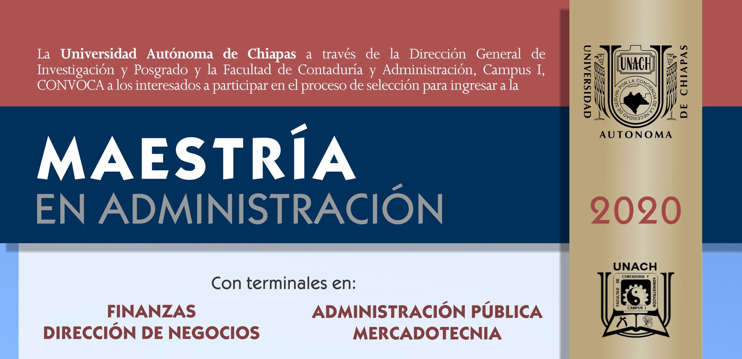 Lanza UNACH convocatoria para Maestría en Administración