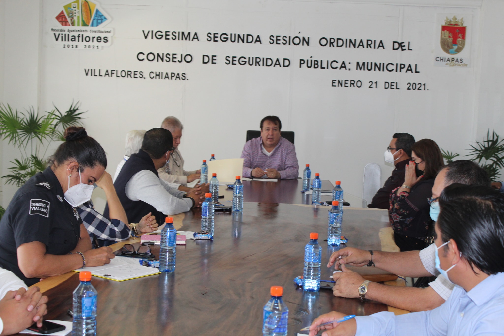 Realizan Vigésima Segunda Sesión Ordinaria del Consejo de Seguridad Pública Municipal de Villaflores