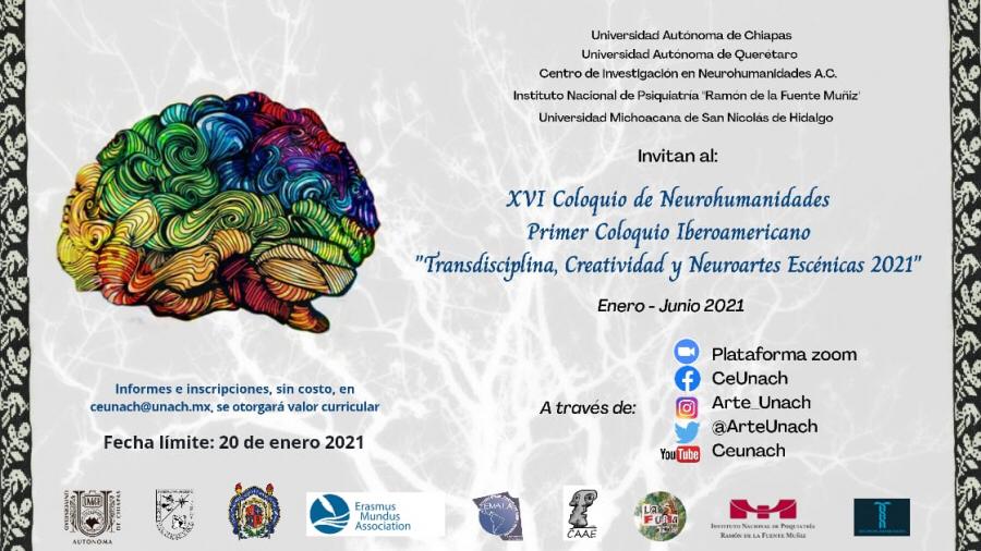 Oferta UNACH el Primer Coloquio Iberoamericano “Transdisciplina, Creatividad y Neuroartes Escénicas 2021