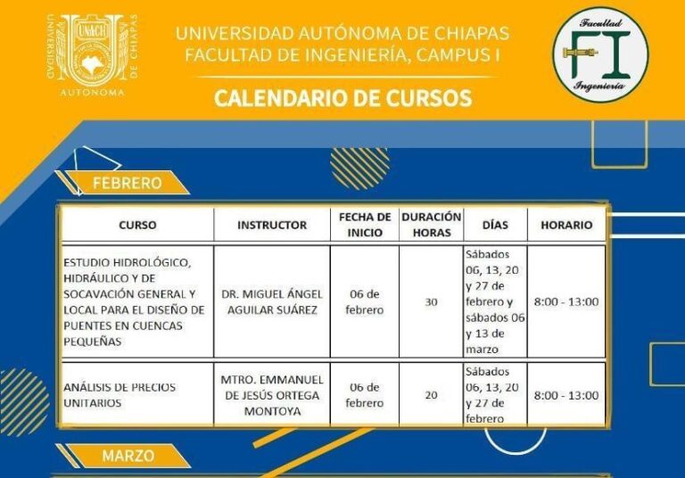 Ofrece Facultad de Ingeniería de la UNACH cursos en línea para su comunidad y público en general