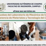 Funciona  en la UNACH Laboratorio de Mecánica de Suelos, Resistencia de Materiales y Tecnología del Concreto