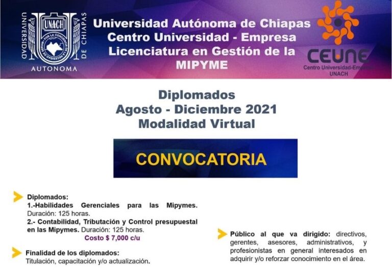 Oferta UNACH los diplomados Habilidades Gerenciales para la Mipymes y Contabilidad, Tributación y Control Presupuestal en las Mipymes