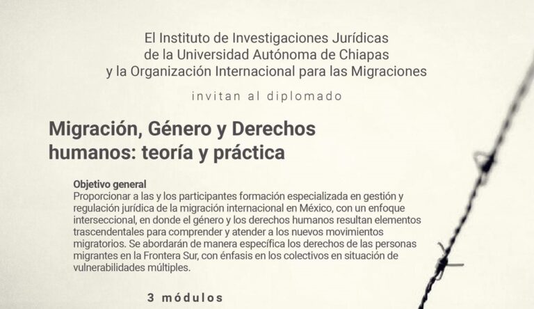 Invita UNACH a formar parte del  Diplomado de Migración y Derechos Humanos