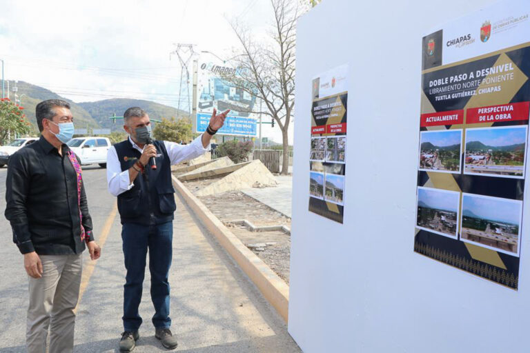 Rutilio Escandón coloca primera piedra para construcción del doble paso a desnivel en Libramiento Norte Poniente