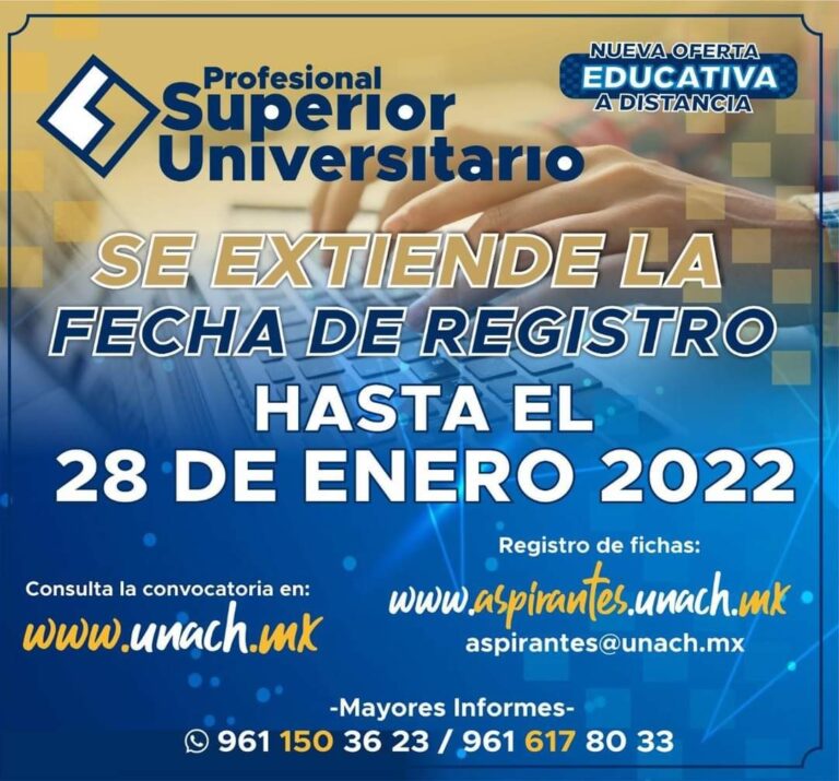 Extiende UNACH plazo para inscribirse a nuevos programas educativos de PSU