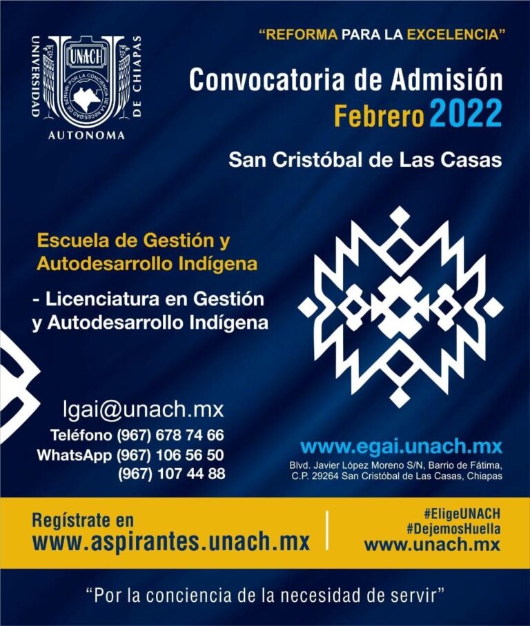 <strong>Lanza UNACH convocatoria para Licenciatura en Gestión y Autodesarrollo Indígena</strong>