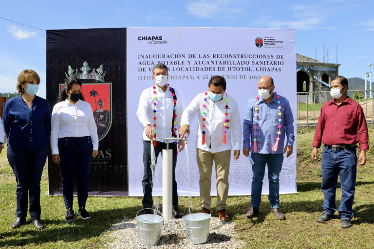 En Jitotol, Rutilio Escandón inaugura Sistema de Agua Potable y Alcantarillado Sanitario￼