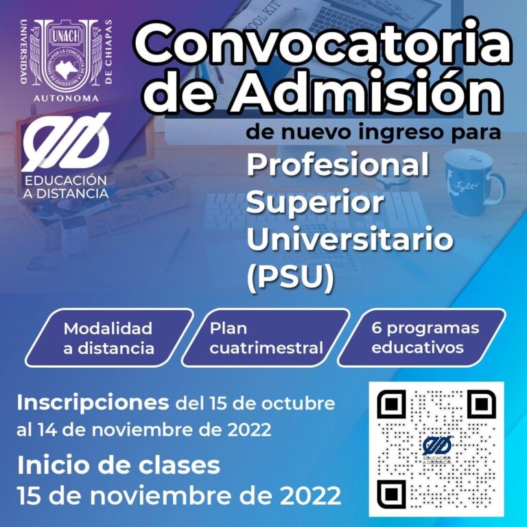 Abierta la  Convocatoria de nuevo ingreso al Profesional Superior Universitario de la UNACH