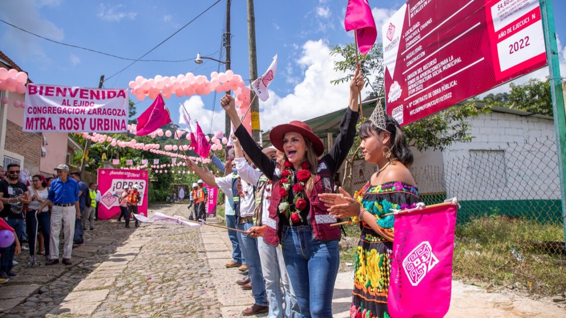 ROSY URBINA DA BANDERAZO DE INICIO DE OBRA EN EJIDO CONGREGACIÓN ZARAGOZA