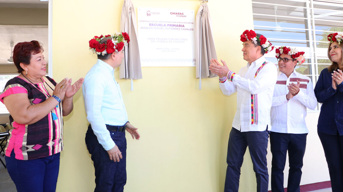 En Berriozábal, inaugura Rutilio Escandón construcción de espacios en la Primaria Joaquín Miguel Gutiérrez Canales