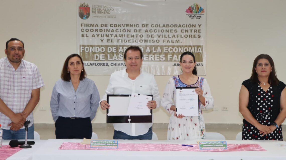 Ayuntamiento de Villaflores y Secretaría de Igual de Género firman convenio para fortalecer economía de las mujeres