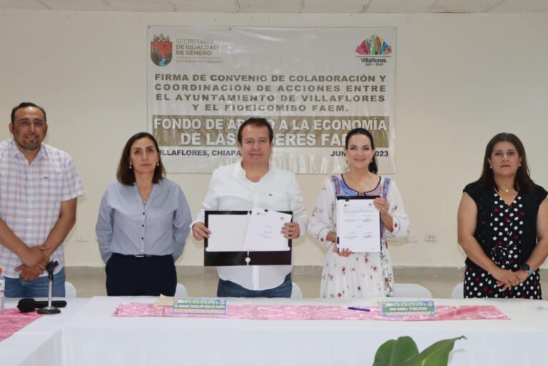 Ayuntamiento de Villaflores y Secretaría de Igual de Género firman convenio para fortalecer economía de las mujeres