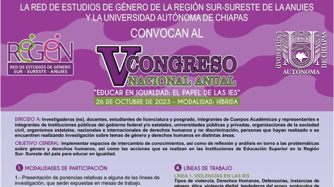 Organiza  UNACH Congreso Nacional de Educar en igualdad