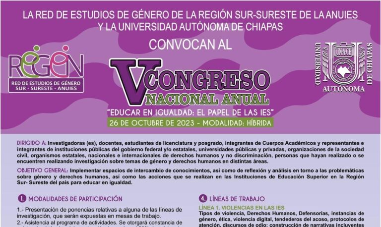 Organiza  UNACH Congreso Nacional de Educar en igualdad