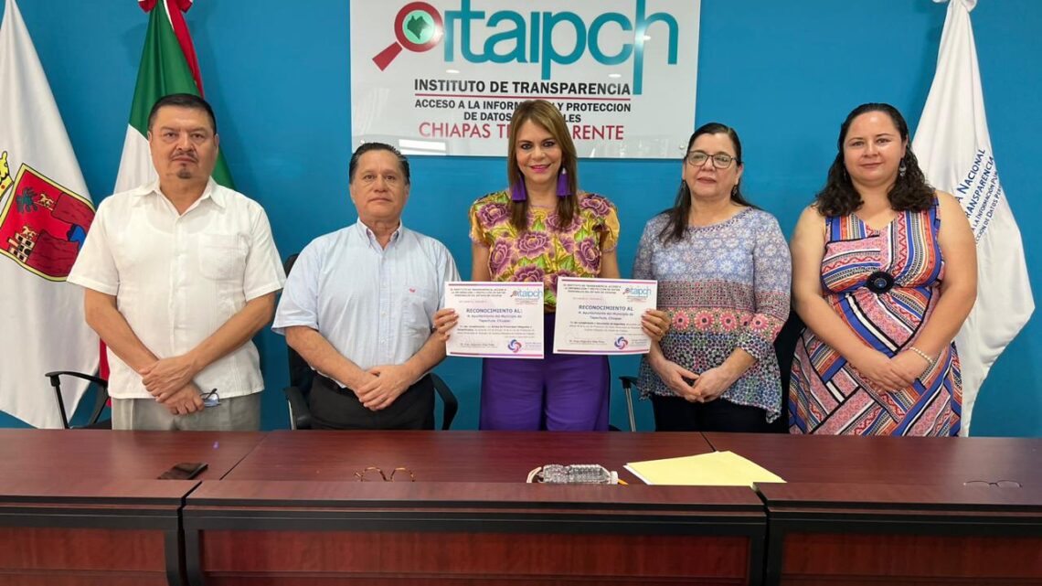 AYUNTAMIENTO DE TAPACHULA RECIBE RECONOCIMIENTO DEL INSTITUTO DE TRANSPARENCIA DEL ESTADO DE CHIAPAS