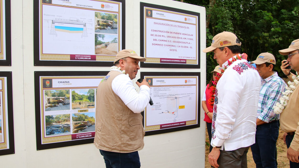 Inaugura Rutilio Escandón reconstrucción del puente vehicular Ocozocoautla-Domingo Chanona