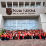 Con moño humano naranja, el Poder Judicial refuerza las acciones de la campaña internacional Únete