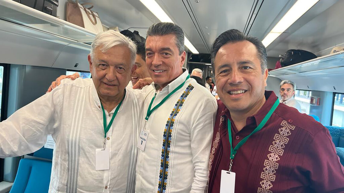 Acompaña Rutilio Escandón al presidente AMLO en inauguración de la primera etapa del Tren Maya