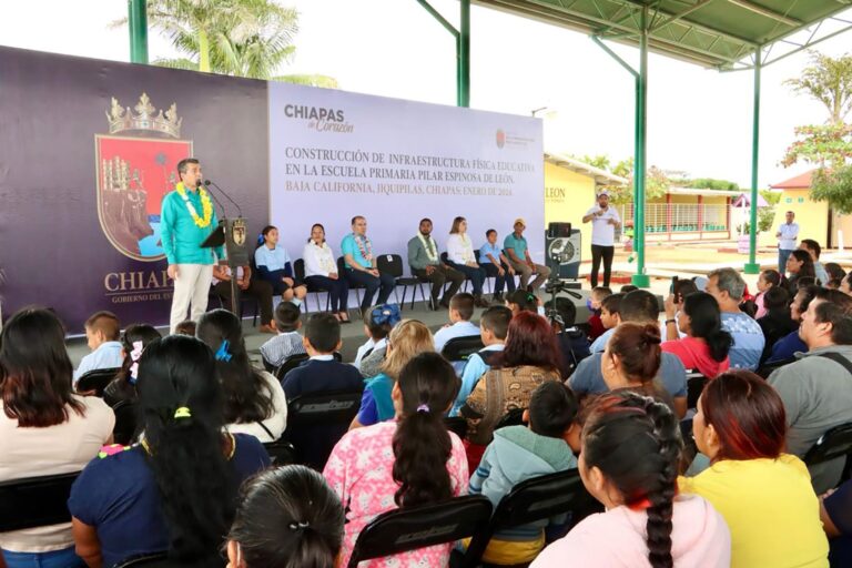 En Jiquipilas, Rutilio Escandón inaugura espacios educativos en la Primaria “Pilar Espinosa de León”