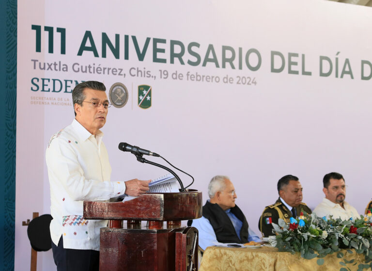 Conmemoran en Chiapas el CXI Aniversario del Día del Ejército Mexicano; asiste Rutilio Escandón