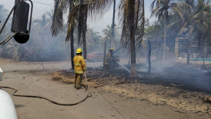 PC SOFOCA INCENDIO DE PALAPA EN PLAYA SAN BENITO