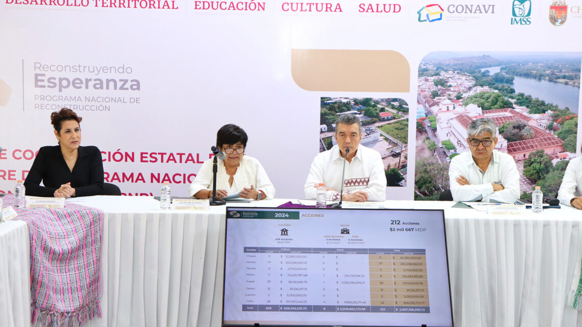 Rutilio Escandón y Edna Vega encabezan reunión para cierre del Programa Nacional de Reconstrucción