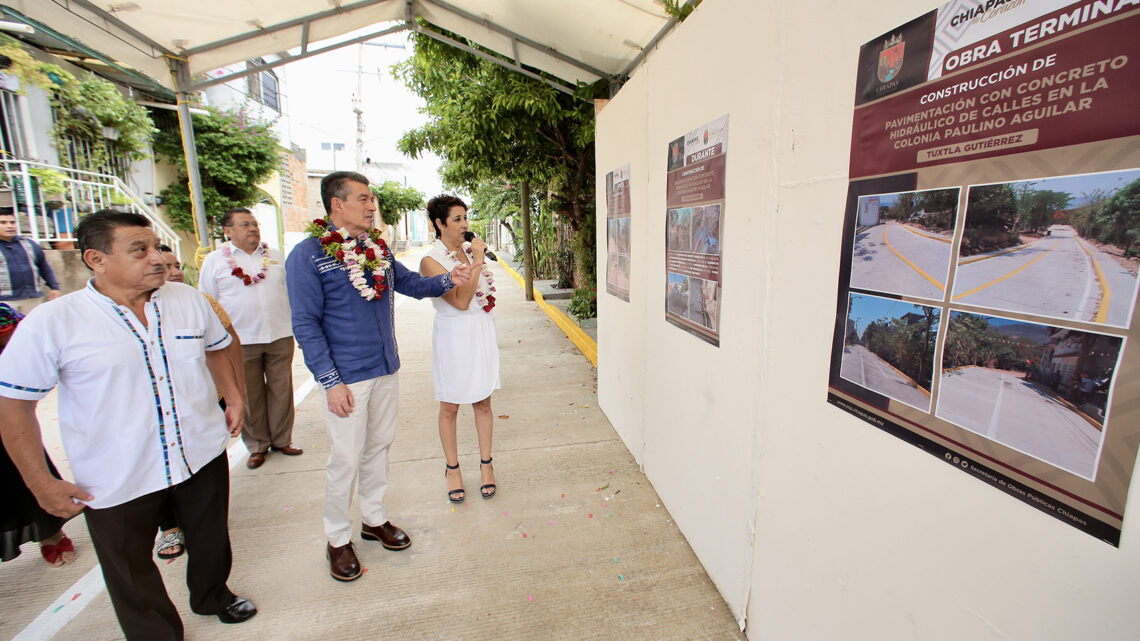 En Tuxtla Gutiérrez, Rutilio Escandón inaugura calles de la colonia Paulino Aguilar